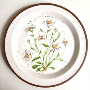 VTG 70s Takahashi Speckled Stoneware "Field Daisy" Salad Plate 8"/No. 203